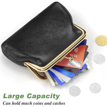 Coin Purse, Small PU Leather Change Purse, Coin Wallet with Clasp, Car Change Holder Pouch for Woman Men Kids Girls, Black
