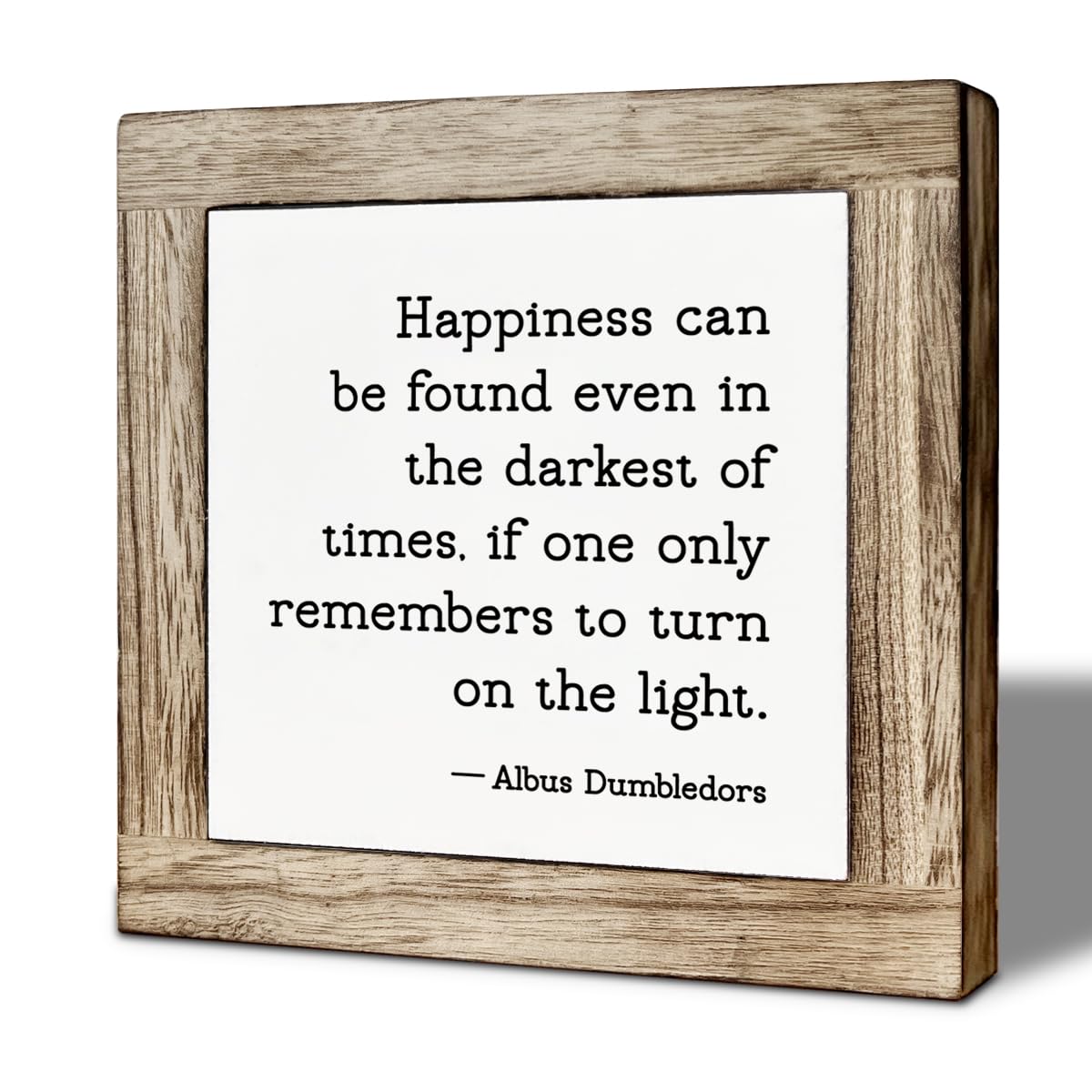 Motivational Wooden Block Sign, Happiness Can Be Found Even In The Darkest Of Times Decor for Home Office Desk Accessories, Inspirational Gift for Friends Coworkers, 5.9x5.9 Inch