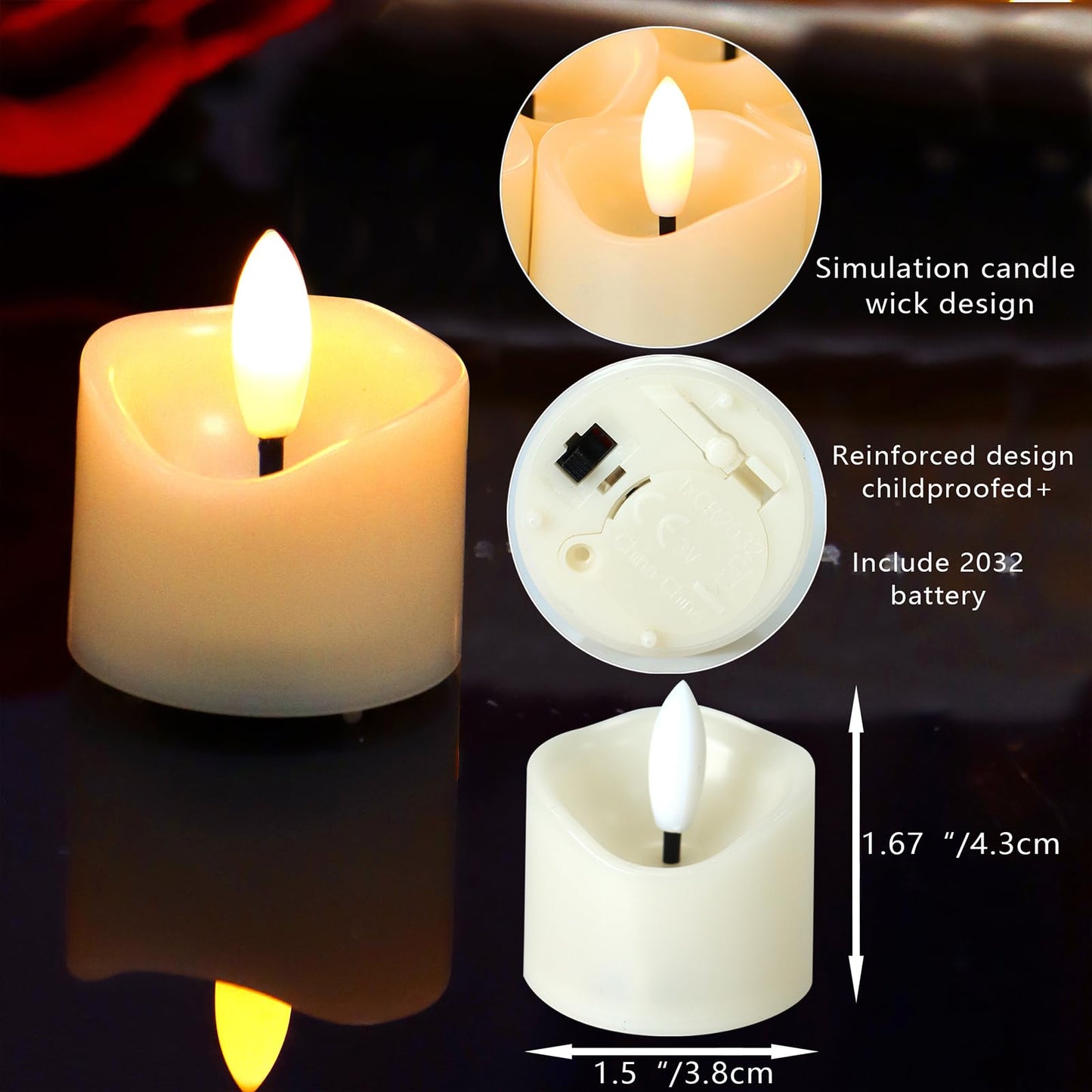 EZiGarden Flameless LED Votive Candles, Battery Operated Fake LED Lights Electric Flickering Candles for Wedding Party Halloween Christmas Party Theme Party, Holiday Decor Home Decorations, Set of 36
