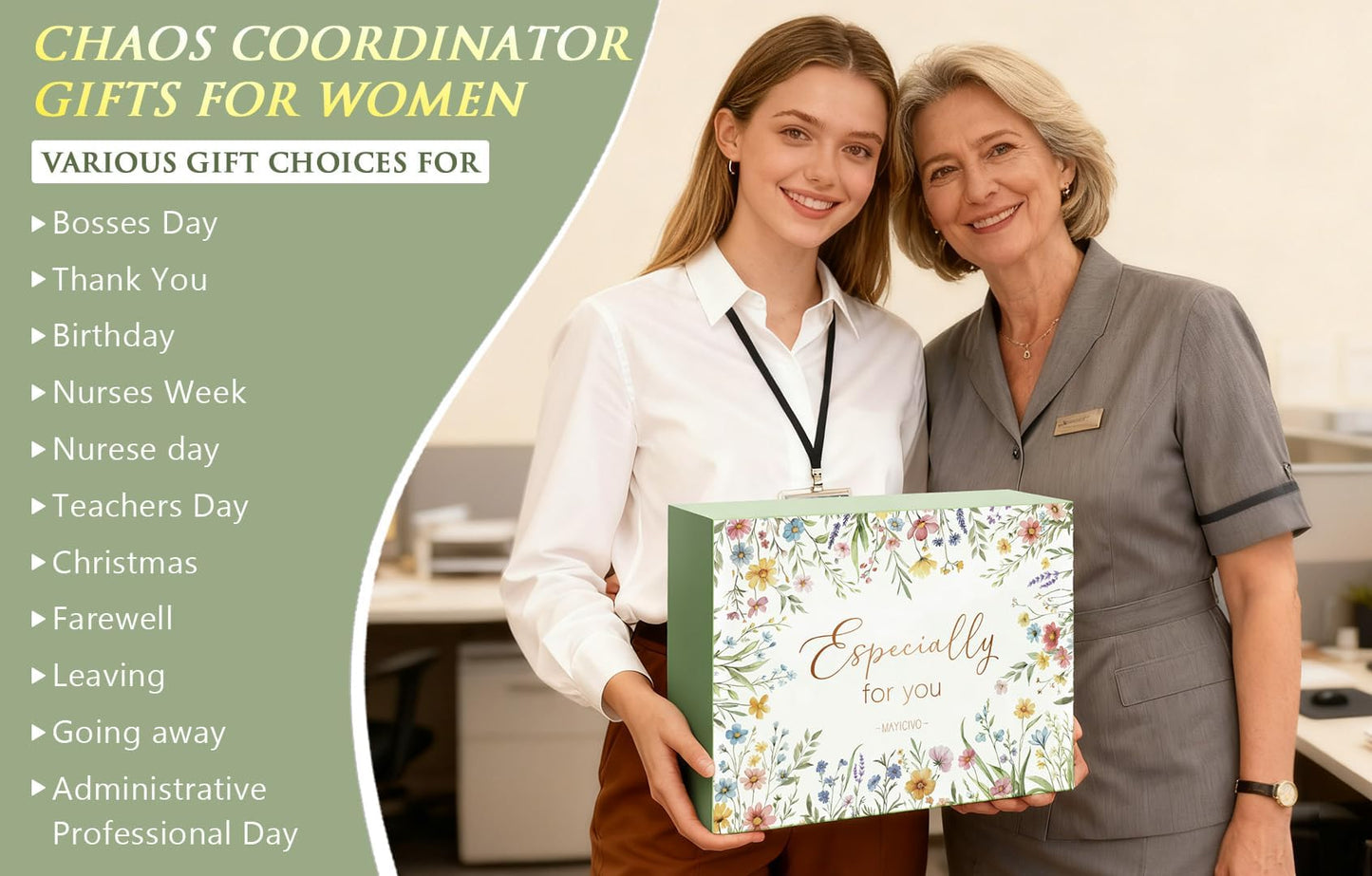 Thank You Gifts for Women, Administrative Professional Day Gifts, Chaos Coordinator Gift for Coworkers Women Boss Lady Manager Teacher Nurse Employee Appreciation Birthday Gift w/ Canvas Tote Bag