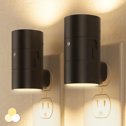 NIORSUN Night Lights Plug into Wall, Dimmable with 3 Color Modes & Auto On/Off Sensor, Ultra-Slim Nightlight for Hallway, Bathroom, Bedroom, Nursery, Kitchen (4 Pack, Black)