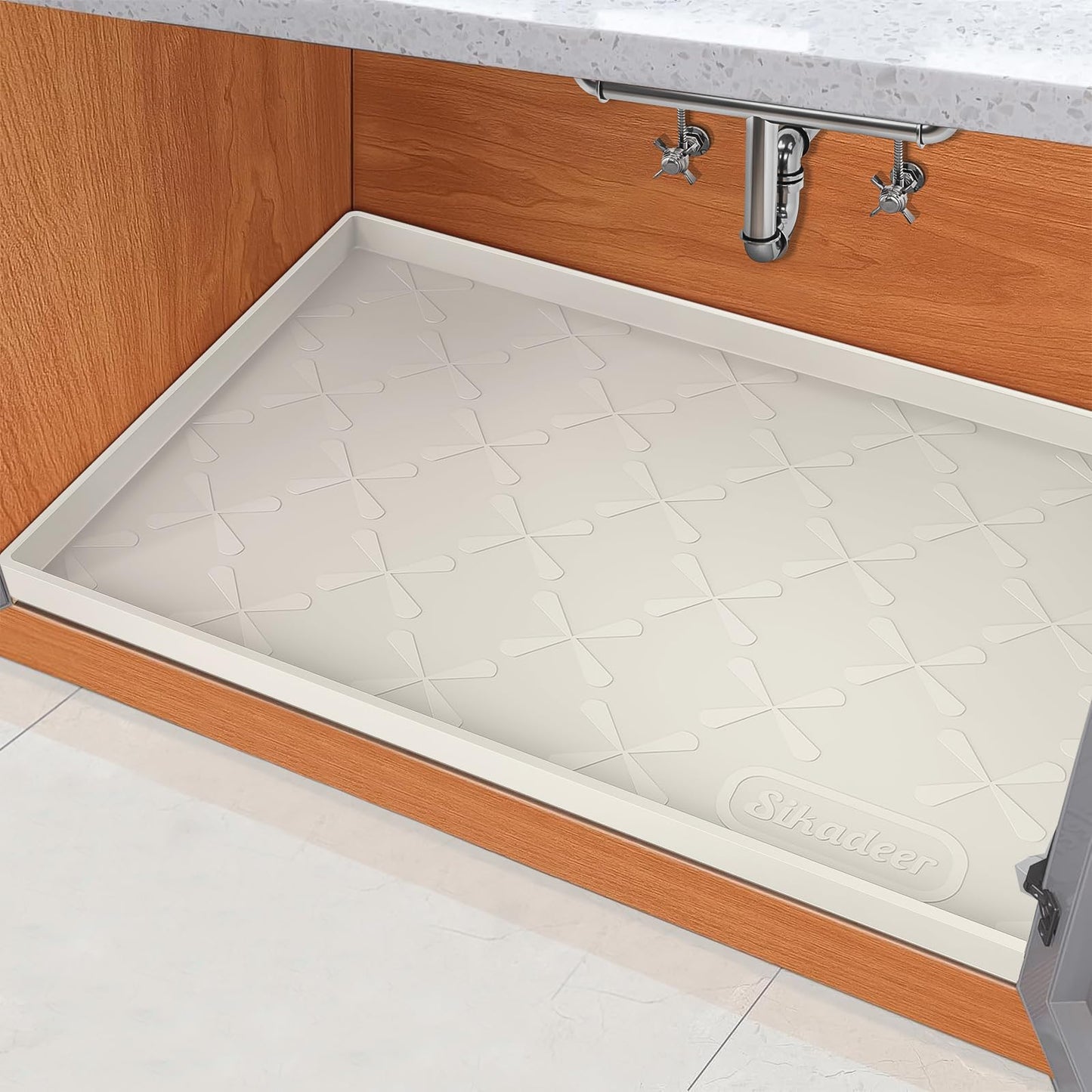 SIKADEER 22" x 22" Under Sink Mat Waterproof, Silicone Mat Kitchen Drawer Shelf and Cabinet Liner, Sink Protector for Kitchen Organizers and Storage, Boot Tray Pet Food Mats