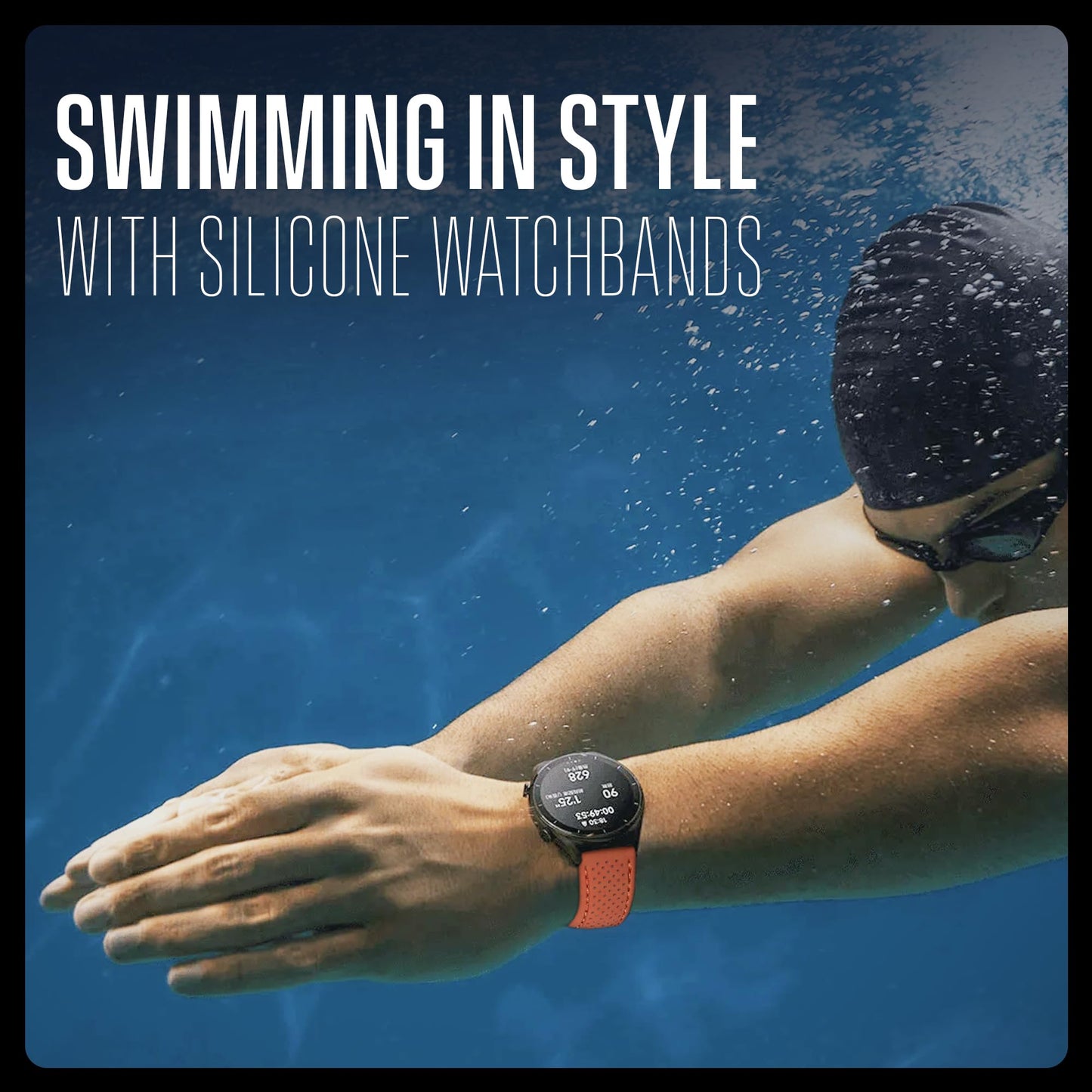 Premium quality sporty silicone waterproof watch band with quick release - Soft rubber watch Strap- Burgundy - 22mm (S2800)