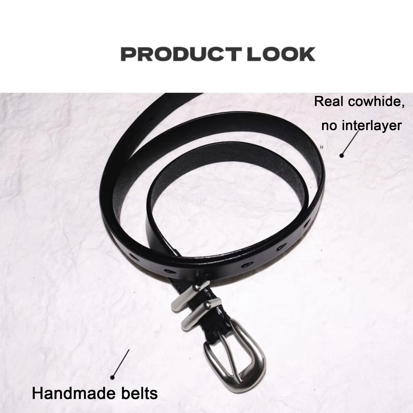 HQZBPT Womens Belts Classic Black Leather Belt with Silver Buckle, Casual Dress Belt, Premium Genuine Leather, Metal Buckle Design (XL: Fit Waist Size 34"-45.6")