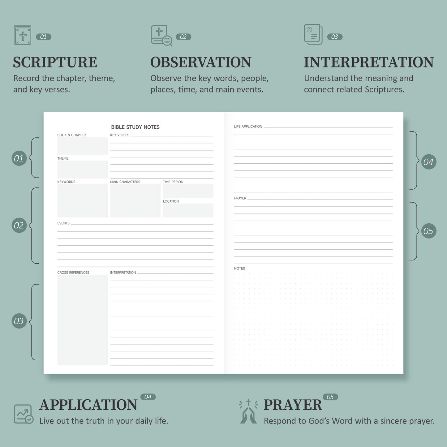 Verveorig Bible Study Journal for Women & Men, Church Notes Prayer Journal Bible Notebook for Note Taking, Bible Study Guide/Supplies/Gifts/Accessories (Brown, A5 (5.8" x 8.3"))