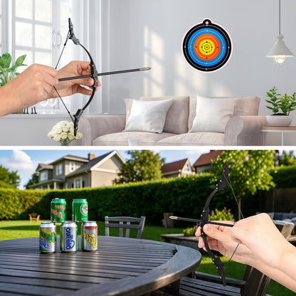 9.4inch Mini Lever Bow Recurve Bow Stainless Steel Includes 4 Arrows and Target Paper
