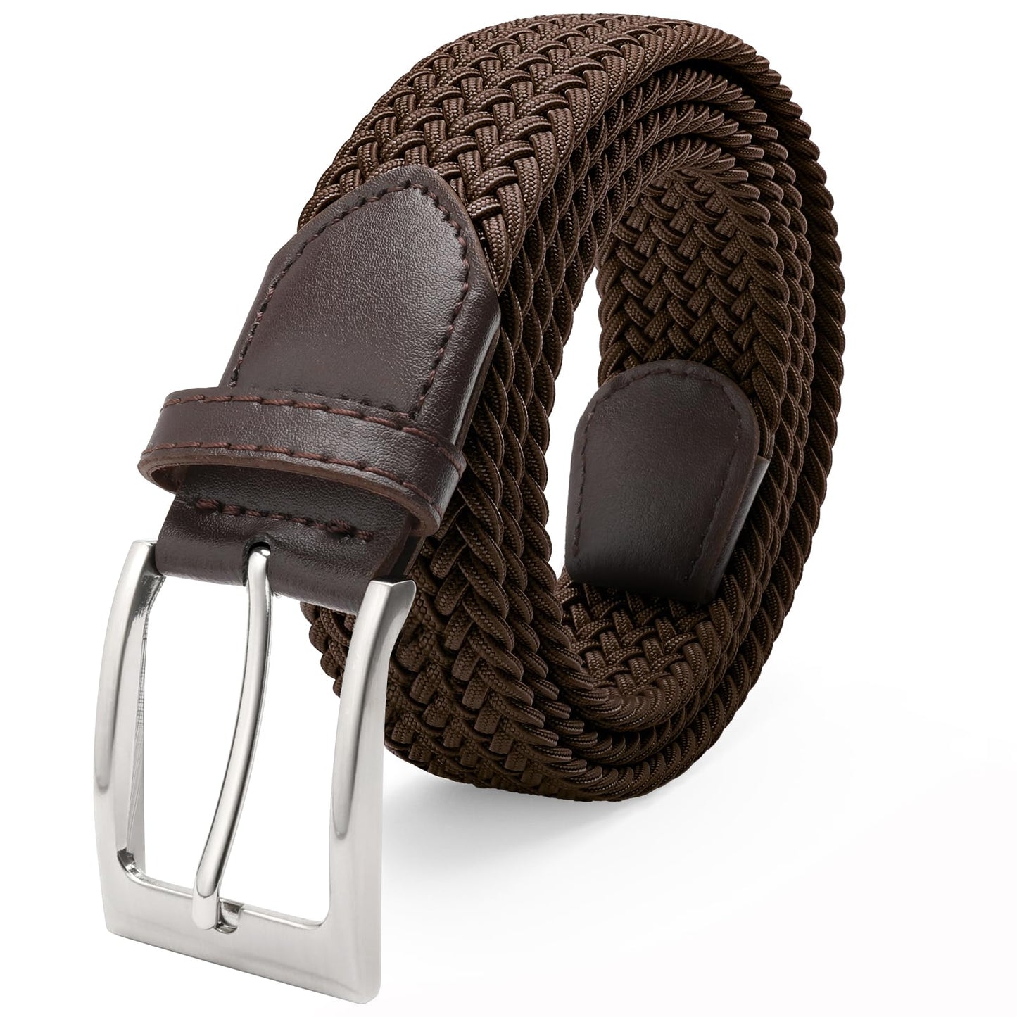 FAIRWIN Mens And Womens Stretchy Belts for Jeans Braided Casual Golf Belt 1 3/8/'' Brown Belts for Men Stretch Nylon Mesh Belt
