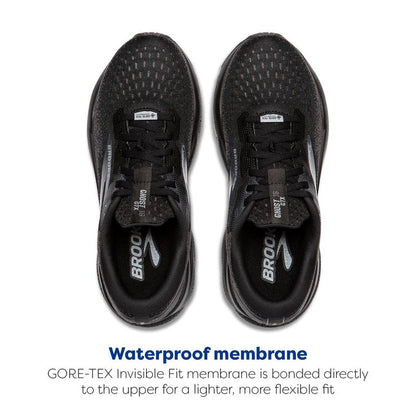 Brooks Women's Ghost 16 GTX Waterproof Neutral Running Shoe - Black/Black/Ebony - 8 Medium