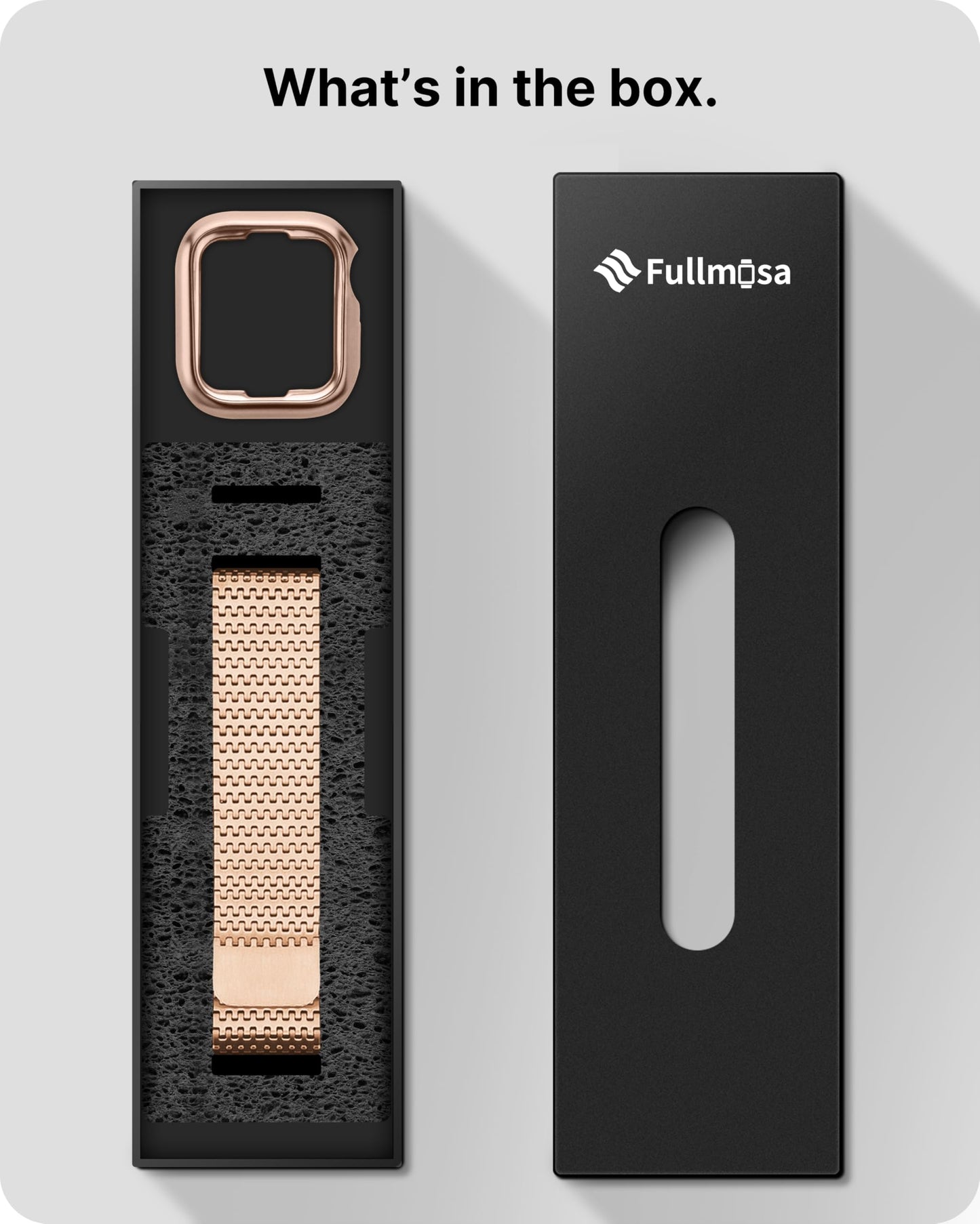 Fullmosa Compatible with Apple Watch Bands 46mm Series 11 10 for Men Women, Stainless Steel Mesh Loop Magnetic Clasp iWatch Band with TPU Case for Apple Watch, Rose Gold