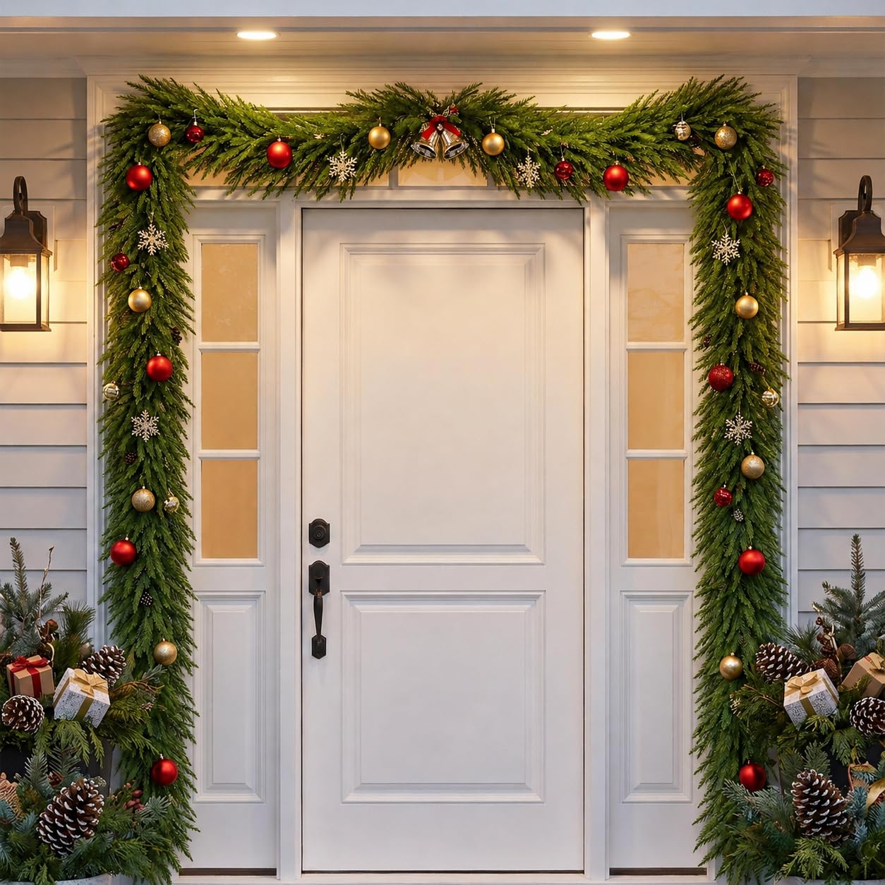 FesNiva 1 Pack Artificial Norfolk Pine Garland, Winter Greenery Garland for Christmas Decorations, Ideal for Mantle, Table, Fireplace, Home and Holiday Decor (5.6 FT)