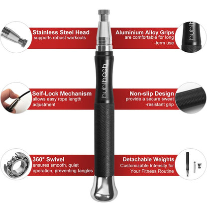 Huhloch Speed Jump Rope for Men Women Adults, Workout Fitness Boxing Jumping Ropes with Smooth Rotate Double Bearing Balls, Double Under Skipping Rope with 2 Pcs Tangle-free Cable to Replacement
