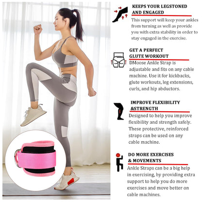 Ankle Straps for Cable Machines Cable Kick Back Ankle Straps Kickback Ankle Strap Ankle Resistance Bands Glute Kickback Ankle Strap for Glute Workouts Leg Extensions Gym