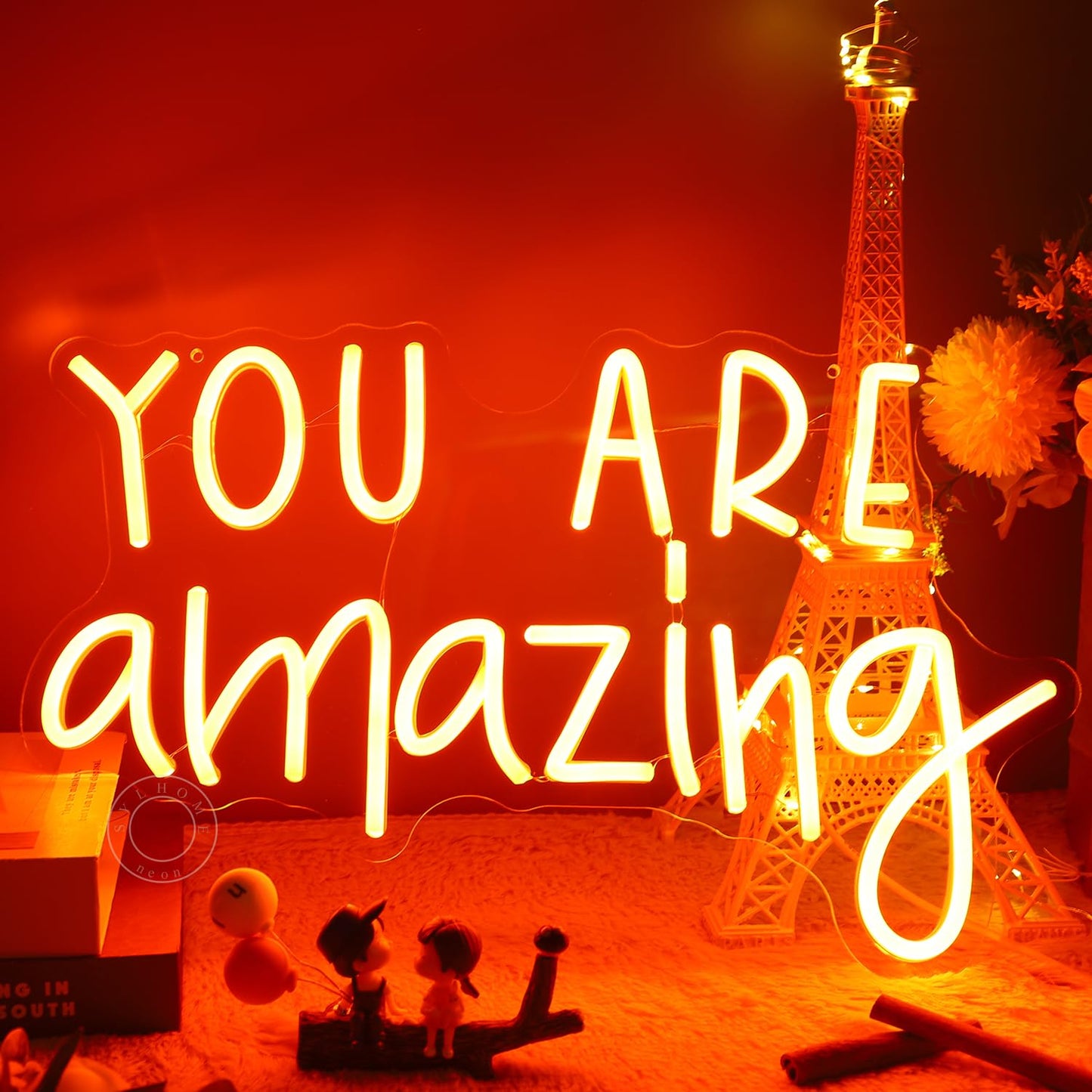 SYLHOME Orange You Are Amazing LED Neon Light Sign 5V Girls Boys Bedroom Living Room Classroom Wall Decor Sign Hanging Smart Birthday Decoration USB 16.9" X 10.6"