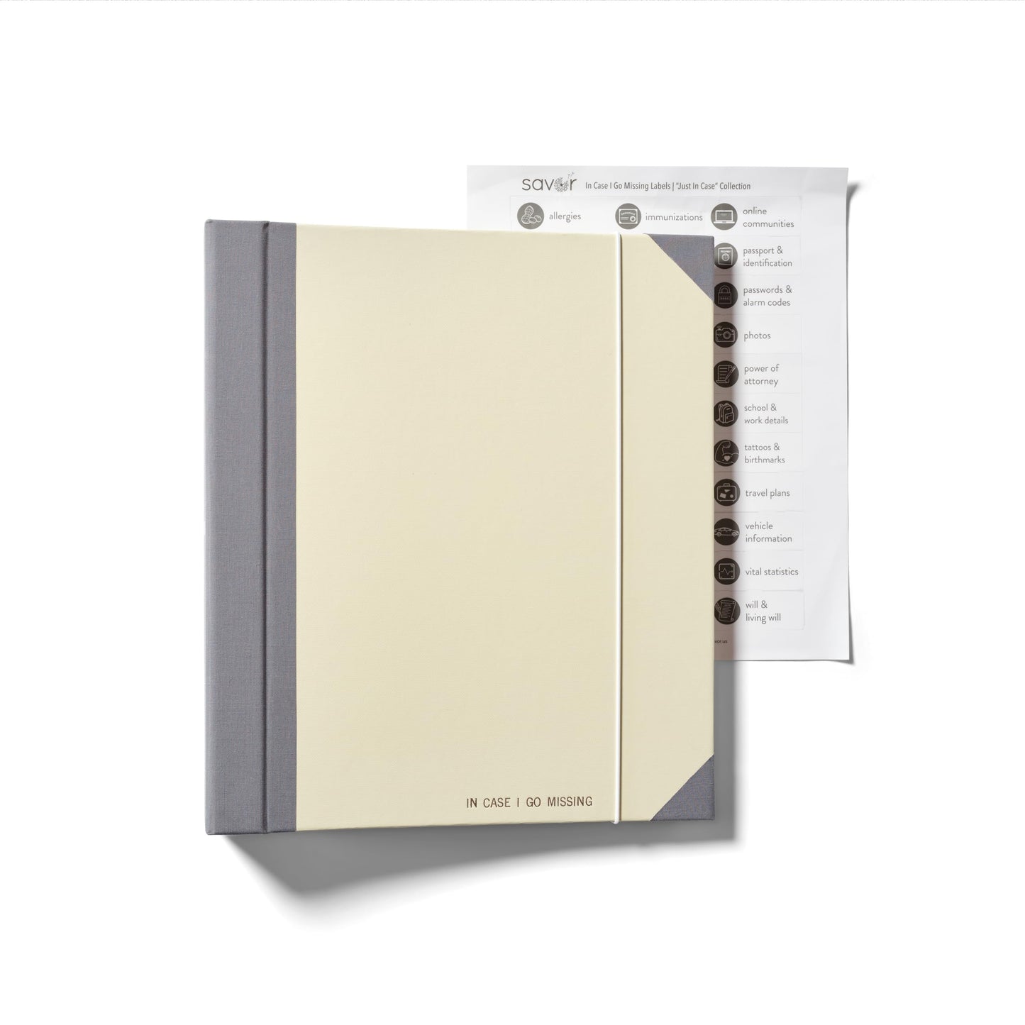 The Folio® If I Die Binder Organizer by Savor | Acid-Free Document Organizer with Labels, 10 Pockets for Birth Certificates, Wills, Investment Plans | Mother’s Day Gift for Moms (Slate)