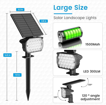 VOLISUN Solar Landscape Spotlights Adjustable Outdoor, Uplights Solar Waterproof IP67, Spot Lights Solar Powered for House,Tree,27 LED with 6 Colors Changing(8 Pack- RGB)