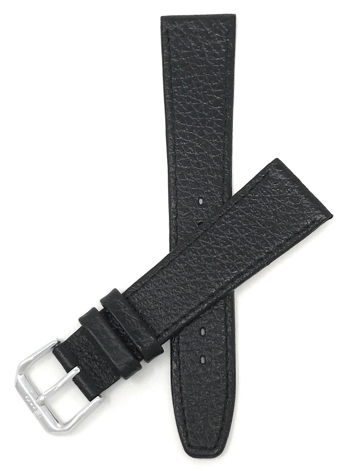 Bandini Extra Long (XL) 8mm Womens Italian Leather Watch Band Strap - Black - Buffalo Pattern - Slim