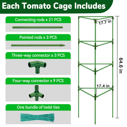 ZeeDix 4 Pack Heavy Duty Tomato Cages 65 Inch, Large Tall Plant Support Stakes for Climbing Plants Heavy Vegetables, Adjustable Tomato Trellis for Pots & Outdoor Raised Garden Beds