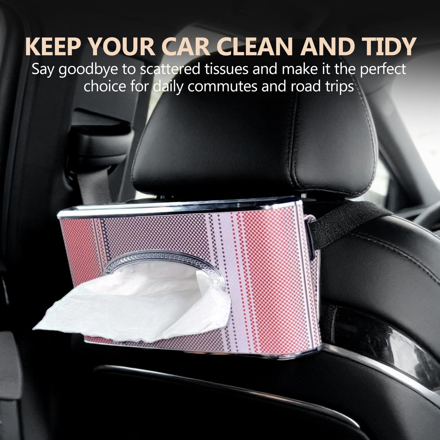 Oktree Car Tissue Holder, Faux Leather Visor Tissue Box Holder with Secure Clip, Hanging Tissue Dispenser for Sun Visor or Seat Back, Easy Access Organizer, Fits Most Cars SUVs Trucks (Hanging)