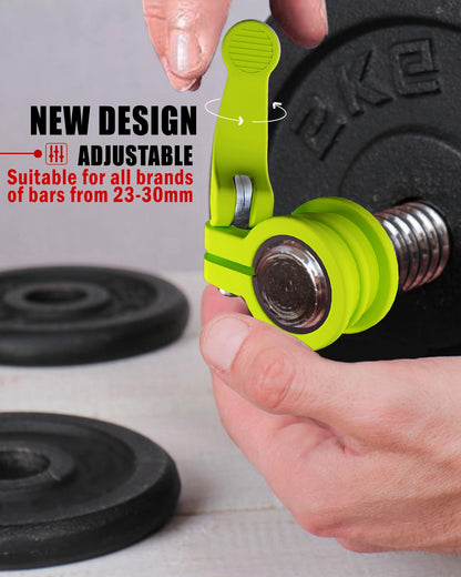 ZY-HUAN mini Barbell Clips 1 inch I Multi-Size Adjustable Barbell Collar I 1 inch Barbell ClampsIQuick Release Weight Clips Pair of Locking for Dumbbell Bar (Green)