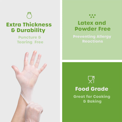 Comfy Package Disposable Vinyl Gloves [100 Count] – Clear, Latex-Free, Powder-Free – Food Safe for Cooking, Cleaning, Food Handling – BPA-Free - X-large