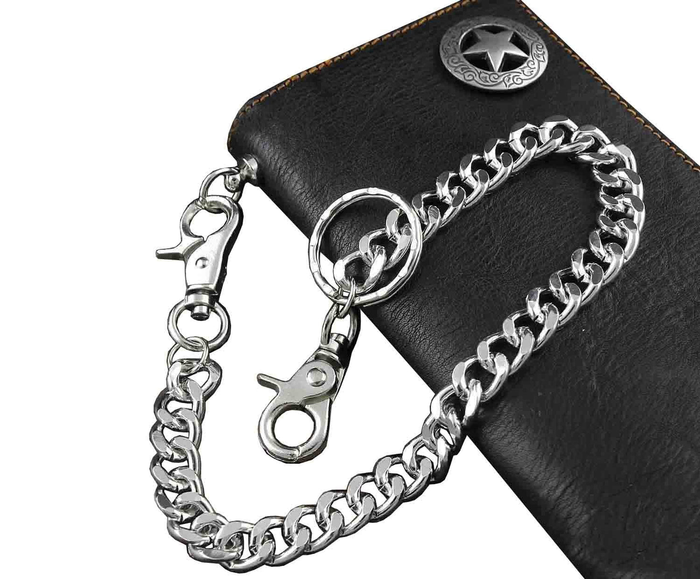 vogueteen Biker Rock Star Concho Mens Card Money Long Black Real Leahter Wallet With Chain