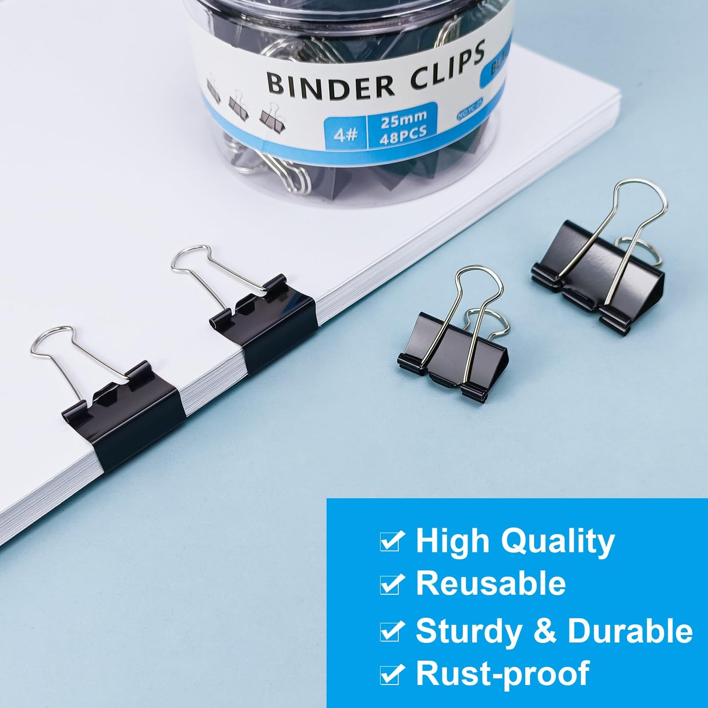 208 PCS 6 Sizes Binder Clips Assorted Sizes Including Extra Large Medium Small Black Clips Office Supplies Black Paper Clips Paper Clamps for Office Home School Bussiness