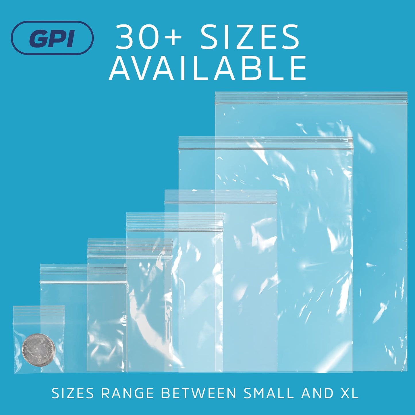 Assorted Clear Plastic Zip Bags - GPI 600 Pack - 2 Mil, 6 Sizes, 1.5"x2"-2"x2"-2"x3"-3"x3"-3"x4"-3"x5", Durable Poly Baggies, Resealable Zip Top Lock for Jewelry, Storage, Packaging & Shipping.