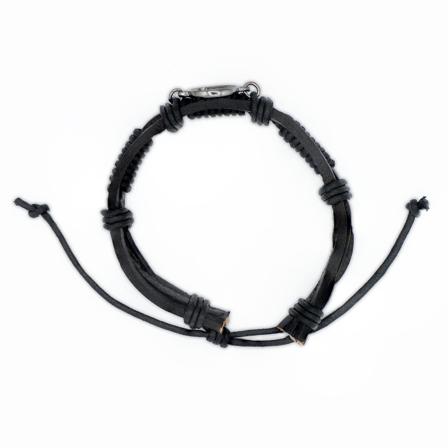 The Token Shop Adjustable Black Leather AA Bracelet with Alcoholics Anonymous Circle Triangle Charm | Sobriety Gift for Men and Women in Recovery