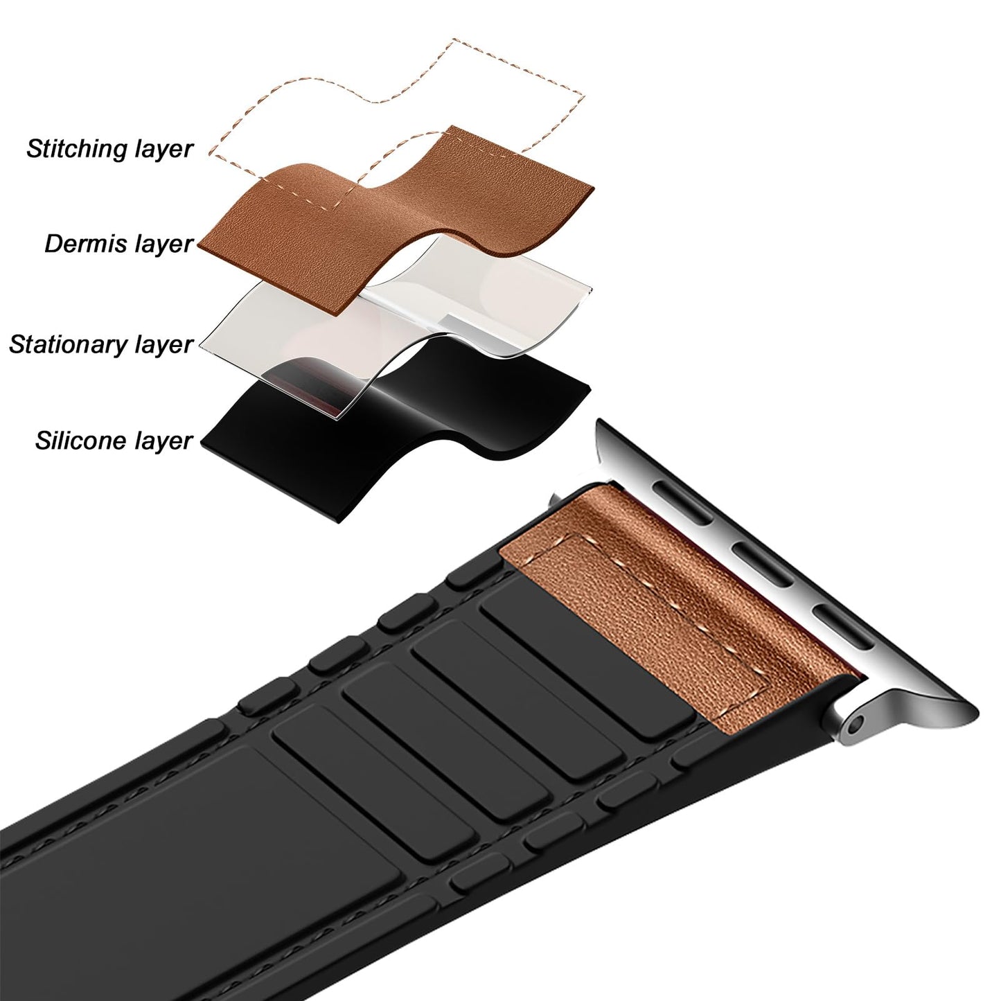 Eweison Genuine Leather Band Compatible with Apple Watch Band 44mm 45mm 46mm 49mm for Men Women,Adjustable Magnetic Strap Top Grain Leather Wristband for iWatch Series 11 10 9 8 7 6 SE 5 4 Ultra 3 2 1