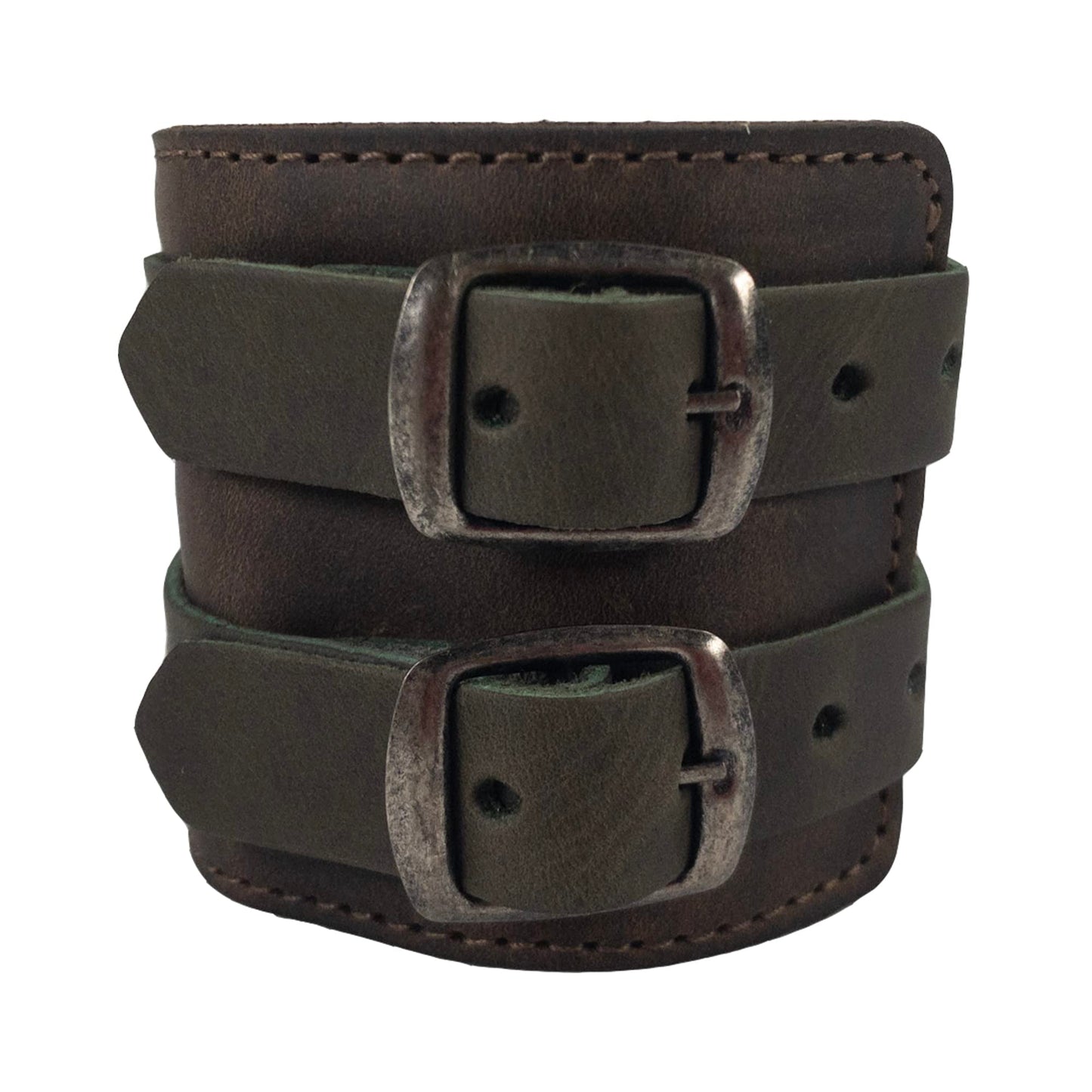 Hide & Drink, Stylish Wrist Wallet Cuff, Wristband with Secret Pouch, Cash Holder, Money Organizer, Full Grain Leather, Handmade, Bourbon Brown/Dark Jade