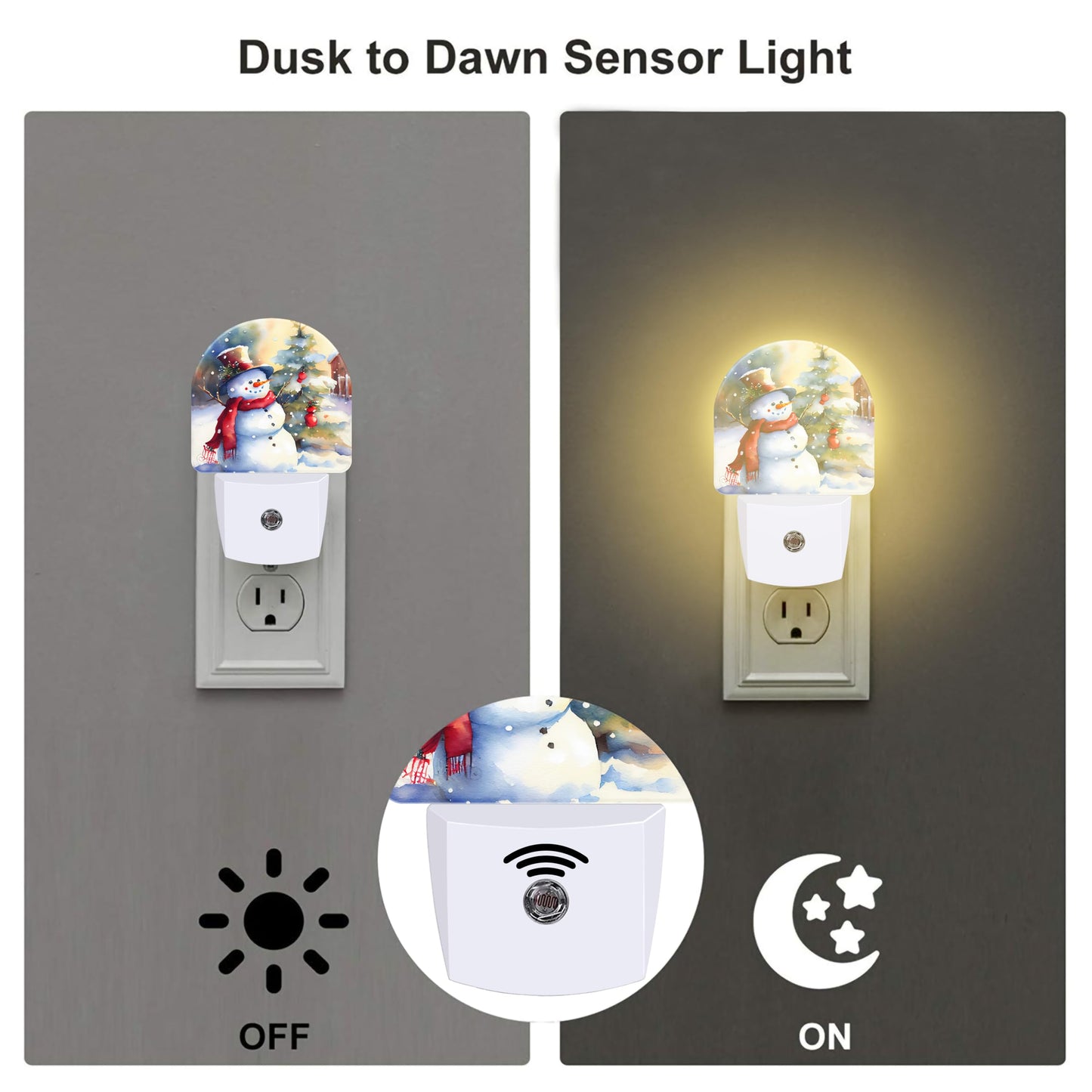 sndheke Cute Snowman with Christmas Tree Night Light Plug into Wall, Winter Xmas Snowman Dusk to Dawn Night Light Plug in,0.5w Energy Saving Sleep Friendly NightLight for Kids Boys Girls Home Decor