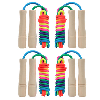 Jump Rope for Kids, Adjustable Toddler Jump Rope with Wooden Handle and Cotton Rope, Cute Skipping Rope for Boys and Girls Fitness Workout Exercise 8.5 Ft(Pink)