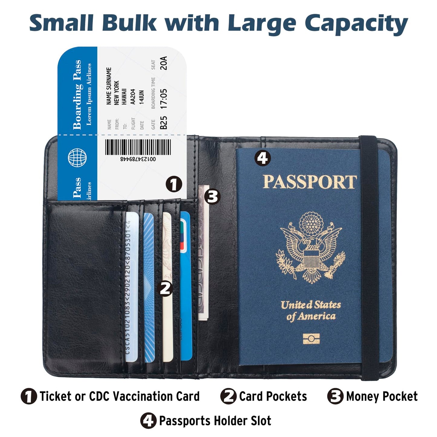 Coowayze Passport Holder Cover for Women Men, Leather US Passport Wallet Case with Vaccine Card Slot for Travel, RFID Passport Book Cover Travel Document Organizer Carrier