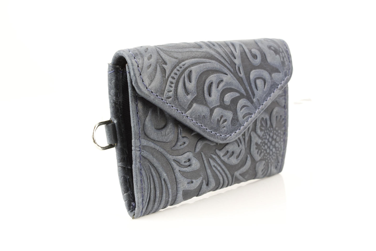American Bison Small Floral Filigree Wristlet for Women – Compact Card Holder Wallet with Wrist Strap – Minimalist Clutch for ID, Credit Cards & Essentials (Navy)