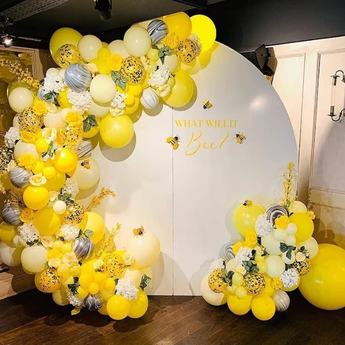 Biapian Yellow Balloon Garland Arch, 115 PCS Yellow White Balloon Arch Kit with Gold White Latex Balloon for Lemon Boho Sunshine Daisy Honeybee Theme Birthday Baby Shower Party Decoration