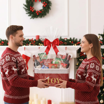 INough Christmas Basket Large Empty Christmas Baskets Red Christmas Gift Baskets with Handles Holiday Storage for Gifts Holiday Christmas Decor for Baby/Kids/Nursery Room