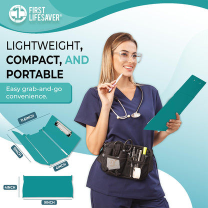 First Lifesaver Foldable Nurse Clipboard, 3 Layers Aluminum, Teal Blue