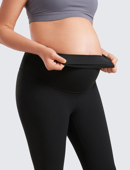 CRZ YOGA Womens Butterluxe Maternity Leggings Over The Belly 25" - Buttery Soft Workout Activewear Yoga Pregnancy Pants Black Small