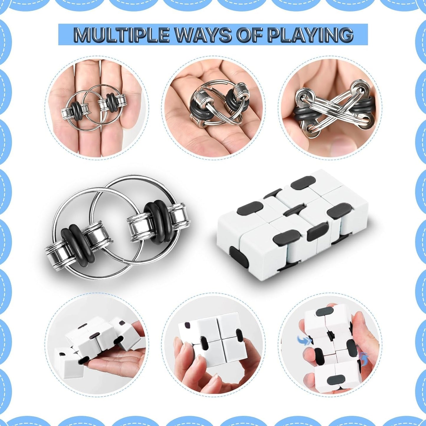 5PC Fidget Toys Adults Set Fidgets for Classroom Must Have Autism Sensory Pack Figette Cube ADHD Special Treasure Prize Tool Stress Relief Desk Cool Gadget for Kid Easter Basket Stuffers for Teen Boys