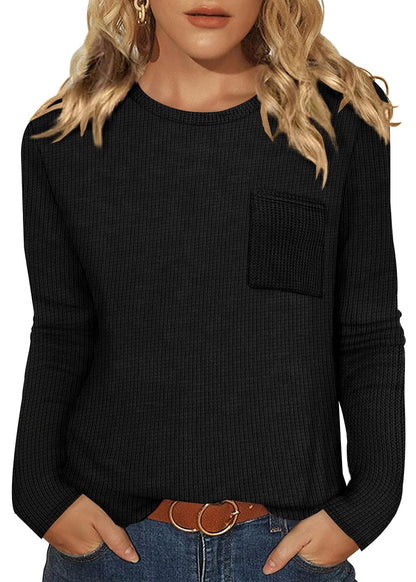 WIHOLL Long Sleeve Shirts for Women Waffle Knit Trendy Fall Fashion 2025 Dressy Casual Blouses Teacher Outfits