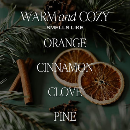 Sweet Water Decor Warm and Cozy Candle - Orange Peel, Cinnamon, Ginger and Clove Soy Winter Scented Candles for Home - 9oz Clear Jar + Gold Lid, 40+ Hour Burn Time, Made in The USA