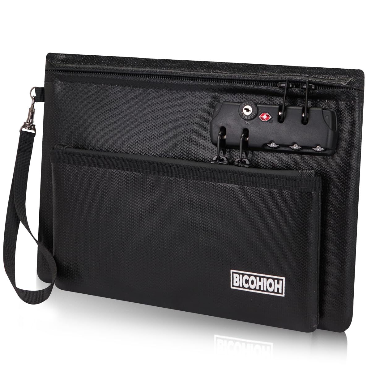 Fireproof Money Bag with Lock, Cash Bag Bank Bag for Cash, Valuable Storage Bag,Fireproof Safe Box Money Pouch with Zipper (BLACK, Small)