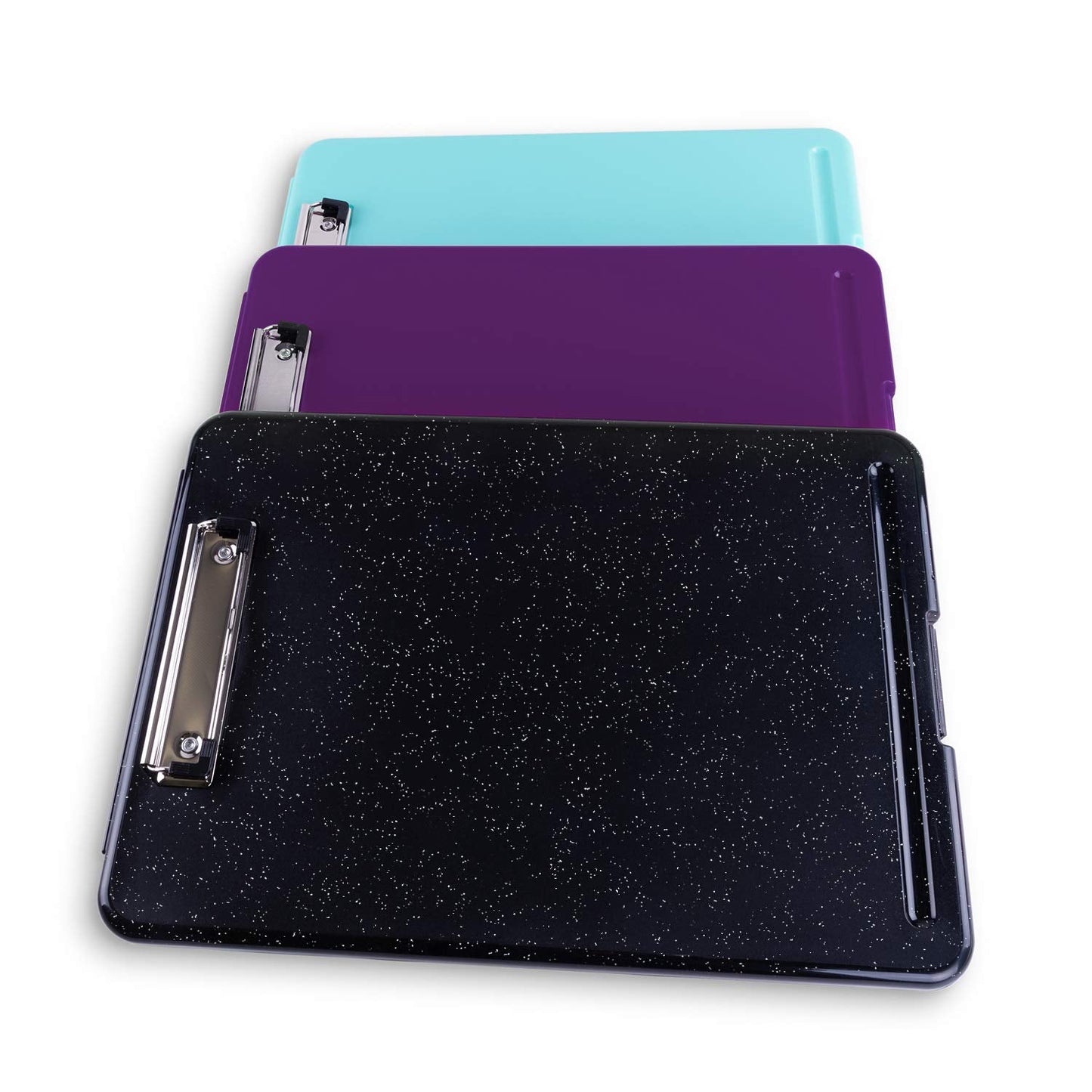 Super Z Outlet Slim Plastic Nursing RN Style Coaches Clipboard with Open Foldable Storage, Classroom Teacher College Size (9.5" x 13.5") (3-Pack (Assorted Alternate))