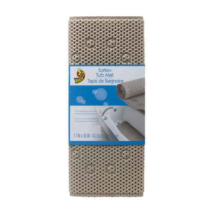 Duck Brand Softex Bath Mat for Tubs, Machine Washable, 17 x 36 Inches, Taupe, Skid Resistant (442097)