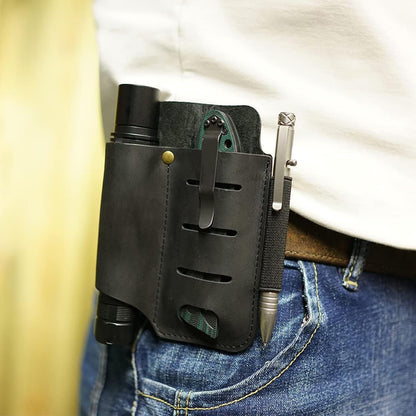 VIPERADE PJ15 Multitool Sheath for Belt, Leather Flashlight Holster, EDC Belt Organizer, Leather EDC Pocket Organizer, Flashlight Sheath