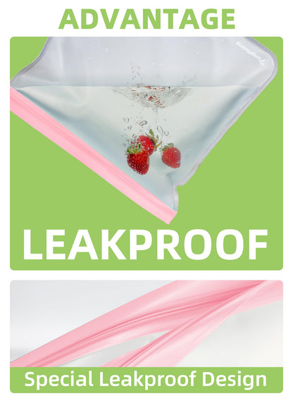 24 Reusable Food Storage Bags, Freezer Bags with Pack BPA FREE (8 Reusable Gallon Bags+8 Leakproof Reusable Sandwich Bags+8 Food Grade Snack Bags) EXTRA THICK Reusbale Lunch Bag for Salad Fruit