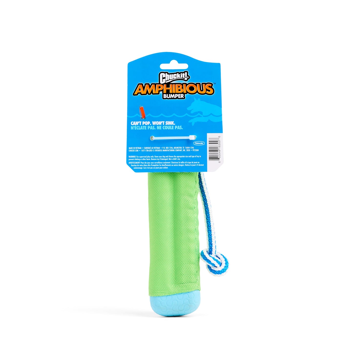 Chuckit! Amphibious Bumper Floating Fetch Dog Toy For Waterplay, Small For Dogs Up To 60 lb, 1.62"L x 8.5” H x 3.5" W, Assorted