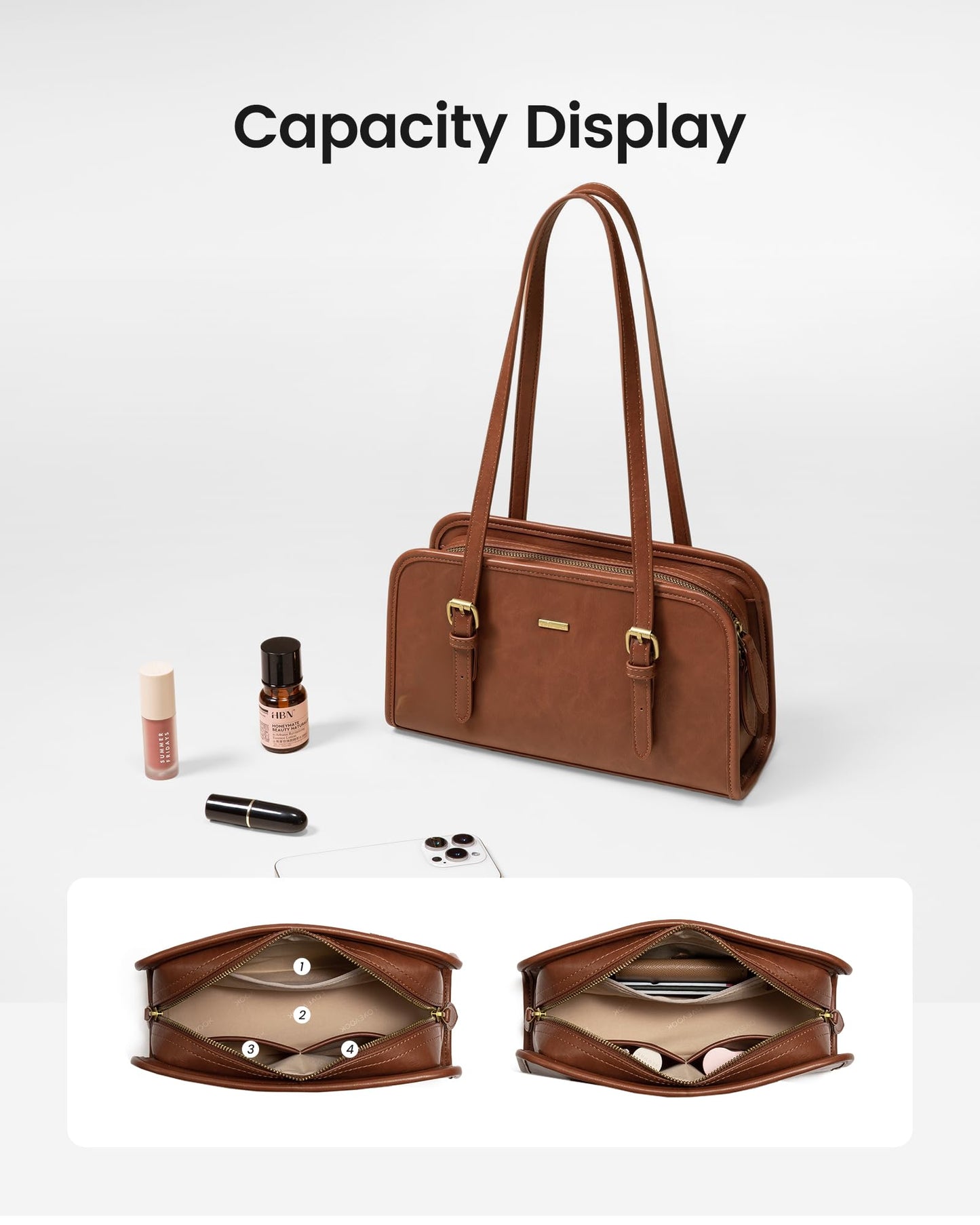LOVEVOOK Swing Zip Shoulder Bag, Small Purses for Women Trendy Handbags, Mini Vintage Hobo Clutch Leather Tote