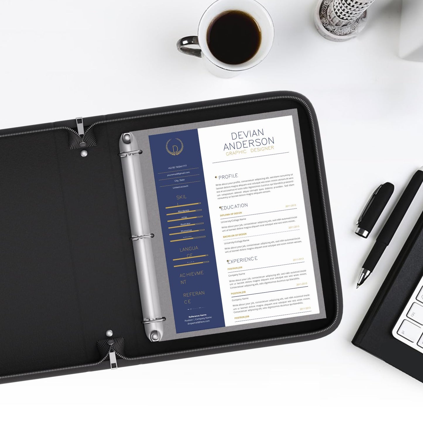 ZOOPIP Fireproof 3 Ring Binder with Zipper, 1.5 Inch D Rings Hold up 375 Sheets of 8.5" x 11" (A4), Compatible with Clear Page Protectors, Built-in Net and Pen Holder(Black, 1 Pcs)
