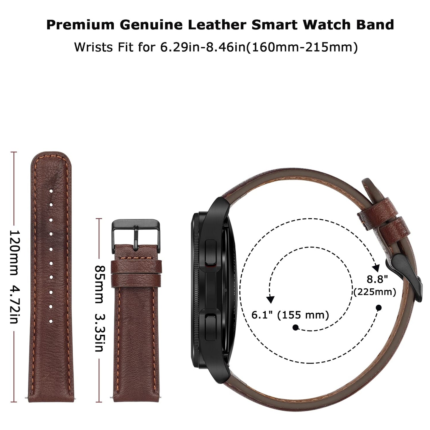 Tasikar Leather Bands Compatible with Samsung Galaxy Watch 47mm 7/6/5/4 Band/Watch 6 Classic 43mm 47mm/Watch 5 Pro Band, Genuine Leather Strap for Galaxy Watch 4 Classic/Watch 3, Dark Brown